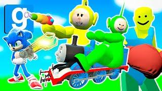 Giant Teletubby Rides Thomas The Train In Garry's Mod!