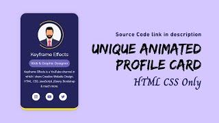 Create Animated Profile Card using HTML CSS