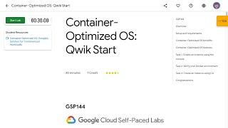 Container Optimized OS Qwik Start GSP144