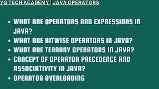 #3: Java Interview Questions and Answers | Operators