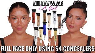 FULL FACE ONLY USING L.A.GIRL COSMETICS $4 CONCEALERS (one brand) + WEAR TEST *oily skin* |Magdaline