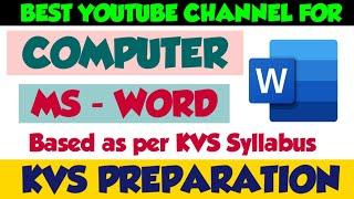 MS - WORD| KVS COMPUTER| KVS PREPARATION| THE ZORAWAR CLASSES