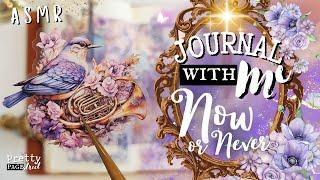 ASMR Aesthetic Journaling Purple Collage Scrapbooking | Journal With Me Relaxing and Calming