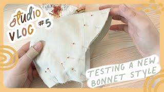 STUDIO VLOG #5  Testing out a new bonnet style  | Sewing baby bonnets | Silent Vlog