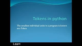 python tokens # tokens in python