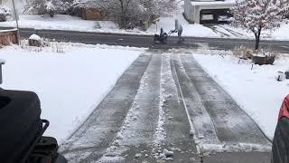 Correctly snow blowing a driveway