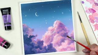 Pink Clouds /  Clouds painting / Acrylic painting for beginners / PaintingTutorial