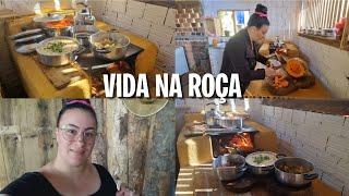 FIZ UM ALMOÇO DELICIOSO NO FOGÃO A LENHA||DOCE DE ABÓBORA #vidasimplesnaroca