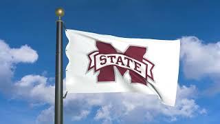 Flag of Mississippi State Bulldogs waving in the wind (moving clouds)