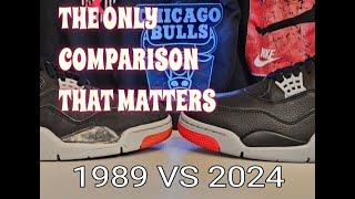 Air Jordan 4 black/cement 2024 retro VS 1989 OG