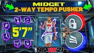 BEST 5'7" Build 2k21!!! 2 Way Tempo Pusher Build!!! Rarest Build in NBA 2k21!!! 5 foot 7 build!!!