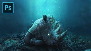 Glowing Rhino Undewater Photoshop Tutorial Manipulation Effects