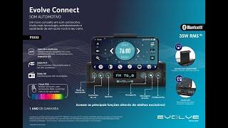 Som Automotivo Evolve Connect Multilaser P3352, BT, USB Frontal, Suporte Smartphone, Preto