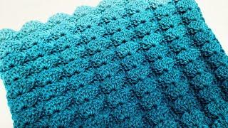 VERY EASY Crochet Stitch For Blankets And Scarfs / 3D Puffed Shell Stitch Tutorial