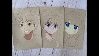 Three different skin colors you could use for anime characters (Prismacolor pencils)