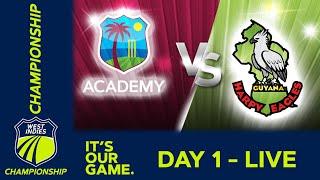  LIVE WI Academy v Guyana - Day 1 | West Indies Championship 2024 | Wednesday 21st February