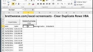 Excel VBA - Delete Duplicate Rows