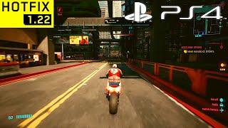 CYBERPUNK 2077 PATCH 1.22 HOTFIX PS4 Slim Gameplay Performance & Graphics (ARCH Bike in Night City)