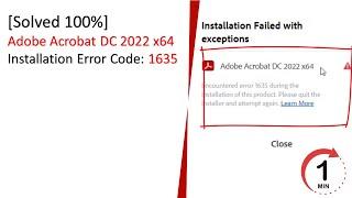 [Solved 100%] Adobe Acrobat DC 2022 Error 1635 Installation Failed With Exceptions