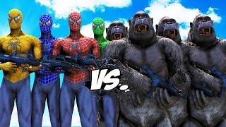 TEAM SPIDER-MAN VS GORILLA ARMY - EPIC BATTLE