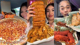 TIKTOK Mukbang Compilation | Cane's, Wingstop, Little Caesars, Chili's, Crumbl & More!