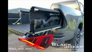 Toyota Hilux lockable, hidden (concealed) rearlight gun compartment by Black Sheep Innovations GmbH