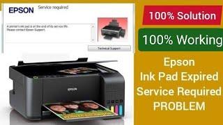 A printer's ink pad at the end of its service life PROBLEM SOLUTION | Epson Printer Service Required
