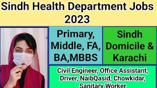 Sindh Health Department Jobs 2023 I Latest Sindh Govt Jobs 2023 I Apply Process I Sanam Dilshad