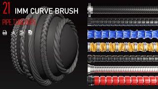 21 IMM brush (tube, pipe, rope) for ZBrush + mesh