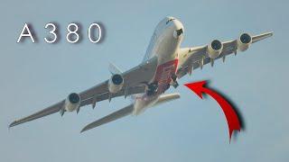 Airbus A380 Landing Gear Deployment Super Close UP Action in flight at 3000 feet