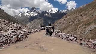 Rider crossing water body near Zingzing Bar, Leh, Ladakh