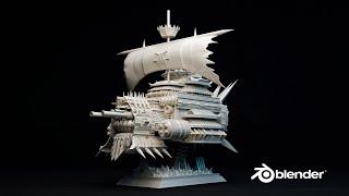 Blender Tutorial - Dystopic - Futuristic - Fantastic Pirate Ship - Its 3D Printable