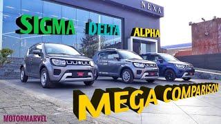 Maruti Suzuki Ignis 2021 - All variants compared - Sigma, Delta, Zeta, Alpha