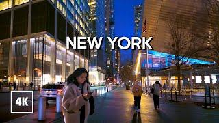 New York Night Walk  Relax With The Sound of Lower Manhattan - 4k Travel Walking Tour