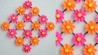 How To Make Paper Flower - Paper Flower Wall Hanging - Easy Wall Decoration Ideas - Paper Craft