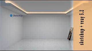 How to make false ceiling and strip light ... sketchup + vray 5.2