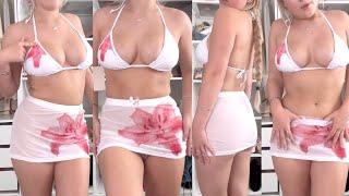 Brooke Marsden White Thong/Cleavage in White Bikini/Skirt - Marsden It Shein Holiday Haul 10/8/2024