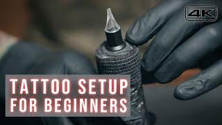 How To SET UP TATTOO STATION & WRAP A TATTOO MACHINE