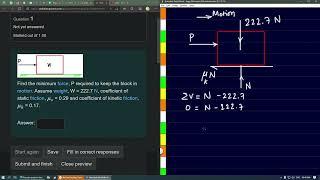 Kinetic Friction Problem on Horizontal Block | Moodle Course by Srikanth Rangdal | Engg Mechanics