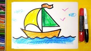 Как нарисовать КОРАБЛЬ / Урок рисования для детей от РыбаКит