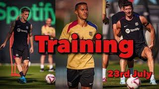 FC Barcelona Evening Training 23rd Jul: Gavi, Lewandowski, Fati | Thiago Alcántara And Hansi Flick