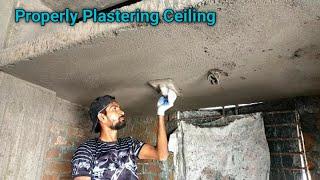 Plastering Ceiling_ Lintel slab ceiling plastering with cement and sand