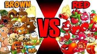 All Plants RED vs BROWN Battlez - Who Will Win? - PvZ 2 Team Plant vs Team Plant