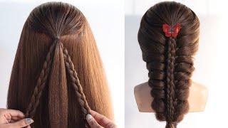 interesting hairstyle for long hair girls | unique hairstyle | bridesmaid hairstyle