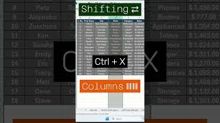 Shortcut Keys to Shift Columns in Excel #excel #skillsphere #dailyshorts