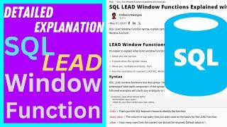 SQL LEAD WINDOW FUNCTION - [Detailed Explanation]