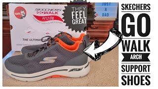 Skechers Mens GoWalk Arch Fit Walking Shoe Sneaker Charcoal / Orange Review   I LOVE THEM!!!