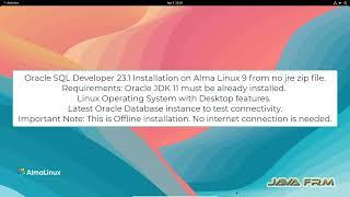 Oracle SQL Developer 23 Installation on Alma Linux 9 and connect Oracle Database 23c FREE