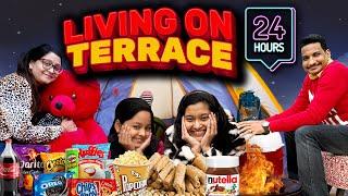 Living On Terrace for 24 Hours Challenge | Family Comedy Challenge | Cute Sisters