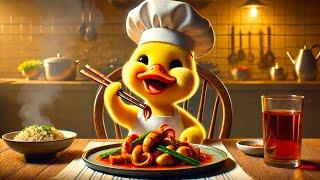 Cute Duck Making Spicy Squid Today丨CAT丨CUTECAT丨AI丨AICAT#cartoon #animation